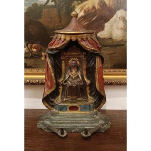  Late 17th Century Altar Tabernacle With Saint Barbara