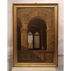 TABLEAU DE L'INTÉRIEUR DU BARGELLO À FLORENCE MILIEU DU 19ème SIÈCLE