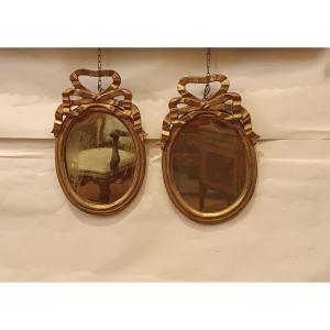 PAIRE DE PETITS MIROIRS LOUIS XVI FIN DU 18ème SIÈCLE