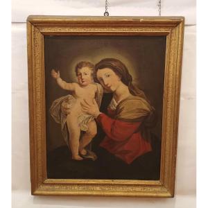 TABLEAU DE LA VIERGEAVEC L'ENFANT FIN DU 18ème SIÈCLE