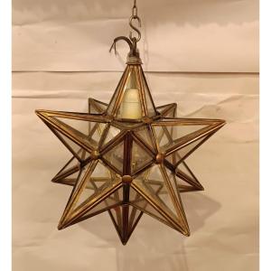 1960s Brass And Glass Star Lamp