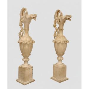 PAIRE DE VASES EN ALBATRE DU 19ème SIÈCLE