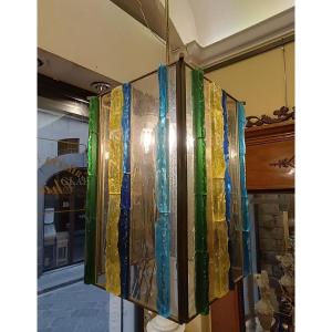 LUSTRE EN VERRE MULTICOLORE PAR POLLONI ANNÉES '60