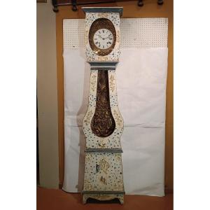 Late 18th-early 19th Century Lacquered "morbier" Pendulum Clock