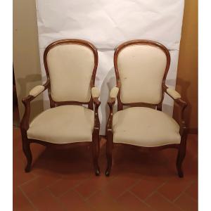 PAIRE DE FAUTEUILS LOUIS-PHILIPPE MILIEU DU 19ème SIÈCLE