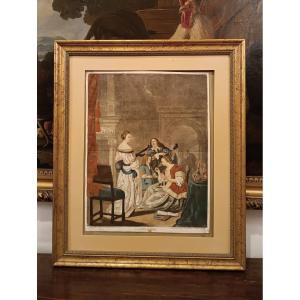 GRAVURE DE LASINIO REPRÉSENTANT LA FAMILLE MIRIS SECONDE MOITIÉ DU 18ème SIÈCLE