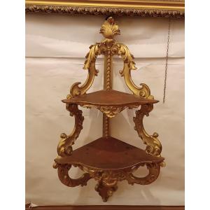 Second Half Of The 19th Century Gilded Wood Corner Cabinet