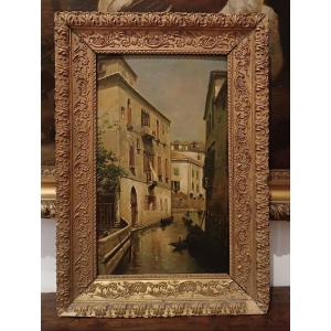 Late 19th Century Painting On Board With A Glimmer Of Venice