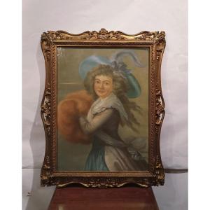 PORTRAIT AU PASTEL D'UNE FEMME DÉBUT DU 19ème SIÈCLE