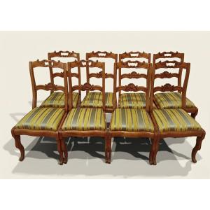 Set Of Eight Lemon-finished Chairs From The Mid-19th Century