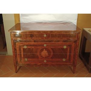 COMMODE NÉOCLASSIQUE EN PLACAGE ET MARQUETERIE FIN DU 18ème SIÈCLE