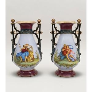  Mid-19th Century Biedermeier Porcelain Vases