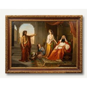 TABLEAU DE SAINT JEAN ET D'HÉRODE MILIEU DU 19ème SIÈCLE
