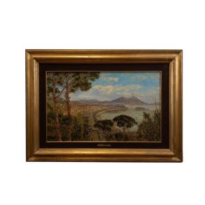 Second Half Of The 19th Century Painting Of The Gulf Of Naples By J.h. Bradely