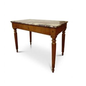 Mid-19th Century Napoleon III Console Table With Peach Blossom Marble