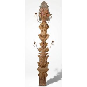 Mid-19th Century Large Painted Wood Wall Lamp