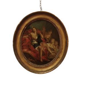 Early 18th Century Painting Of Diana On A Throne