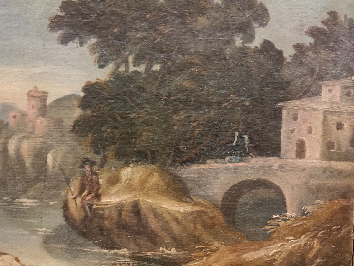 Les 4 Saisons, 4 Paysages De Sur-porte Du XVIIIe Siècle (103cm X 63h)-photo-1