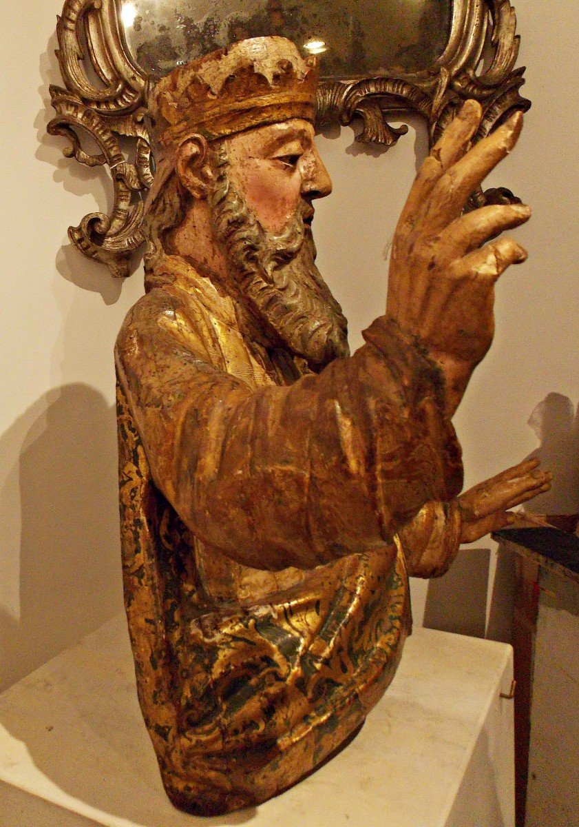 Polychrome Wood Sculpture And Estofado De Oro, Duchy Of Milan In The 2nd Half Of The XVIs.-photo-2