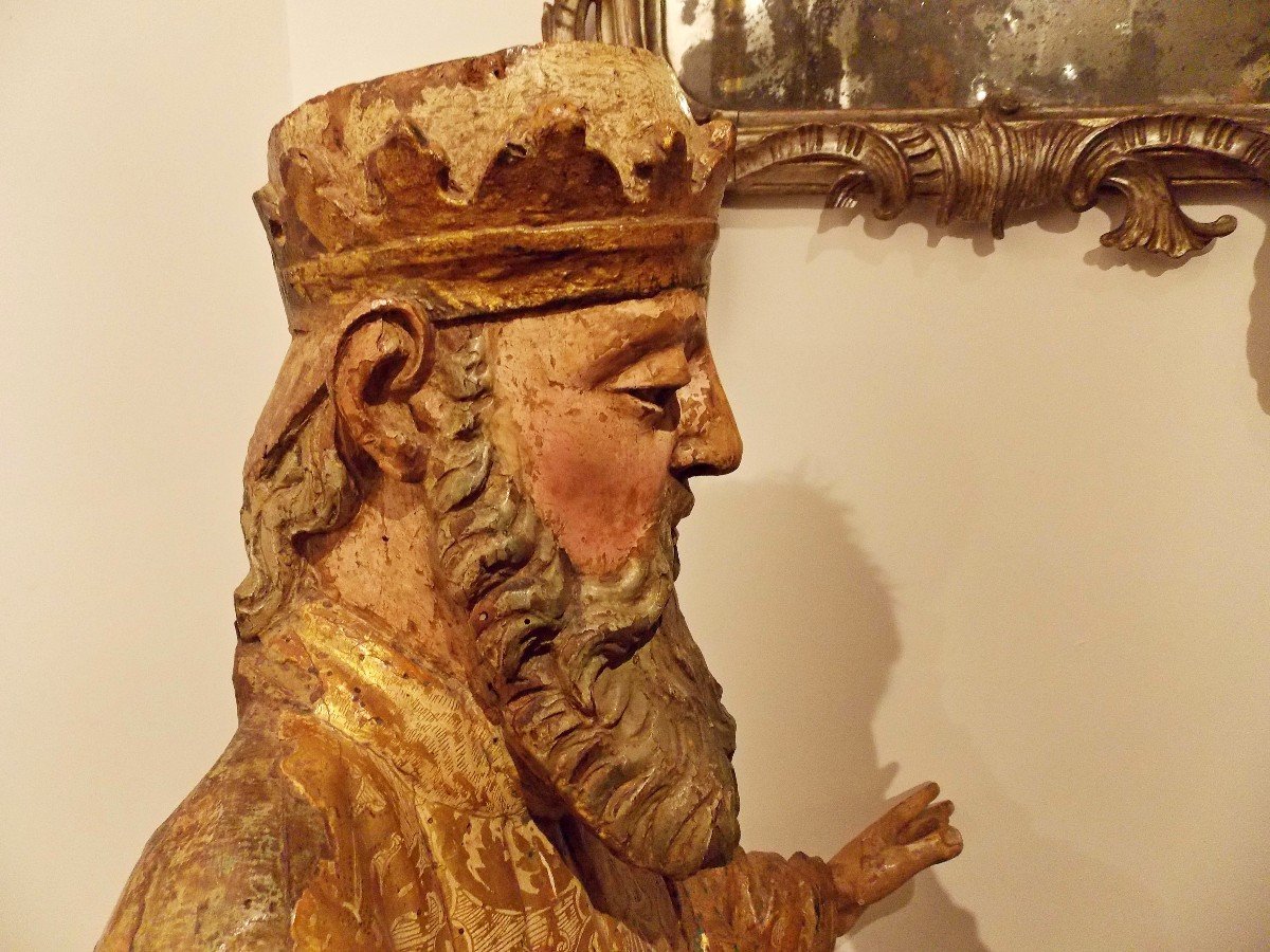 Polychrome Wood Sculpture And Estofado De Oro, Duchy Of Milan In The 2nd Half Of The XVIs.-photo-3