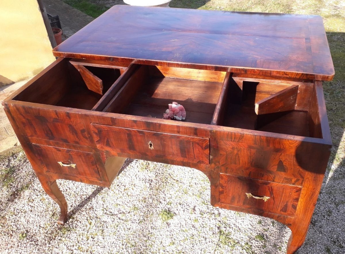 Bureau En Bruyère De Palissandre - Louis XV - état Papal -photo-3