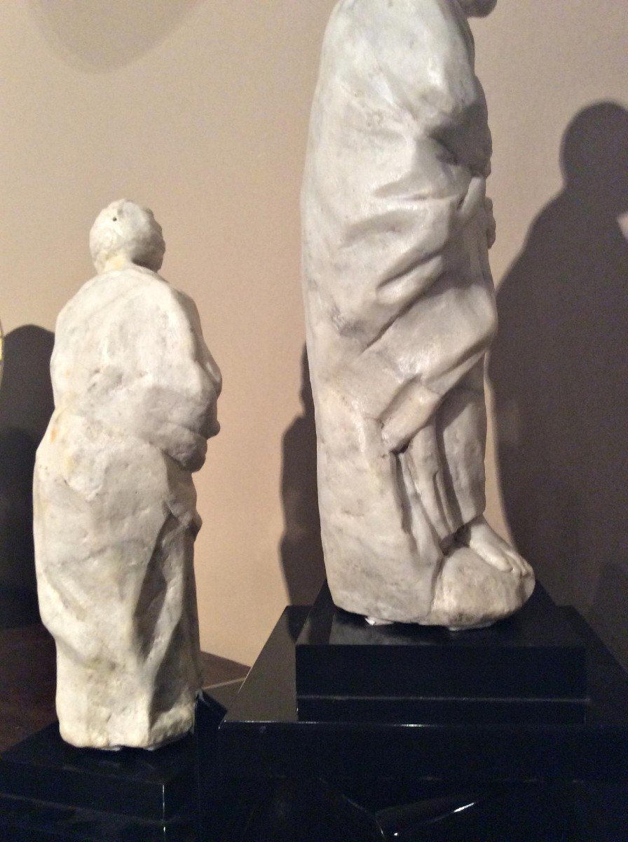 Saints Pierre Et Paul En Marbre Blanc Sculpté. Rome, XVIe Siècle.-photo-2