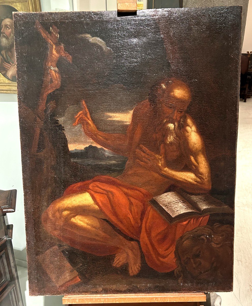 Saint Jerome In The Venetian Desert Of The Early 17th Century, Follower Of Jacopo Palma The You-photo-2