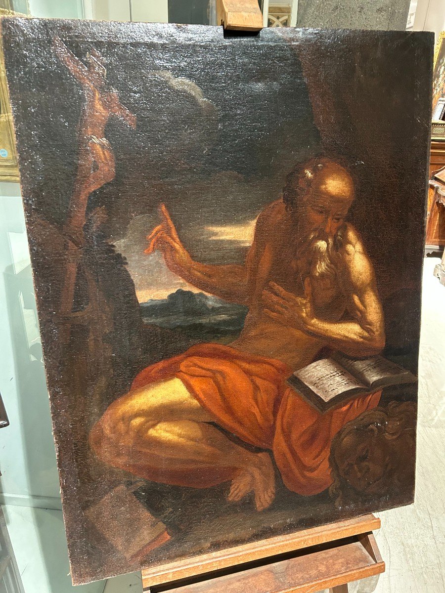 Saint Jerome In The Venetian Desert Of The Early 17th Century, Follower Of Jacopo Palma The You-photo-1