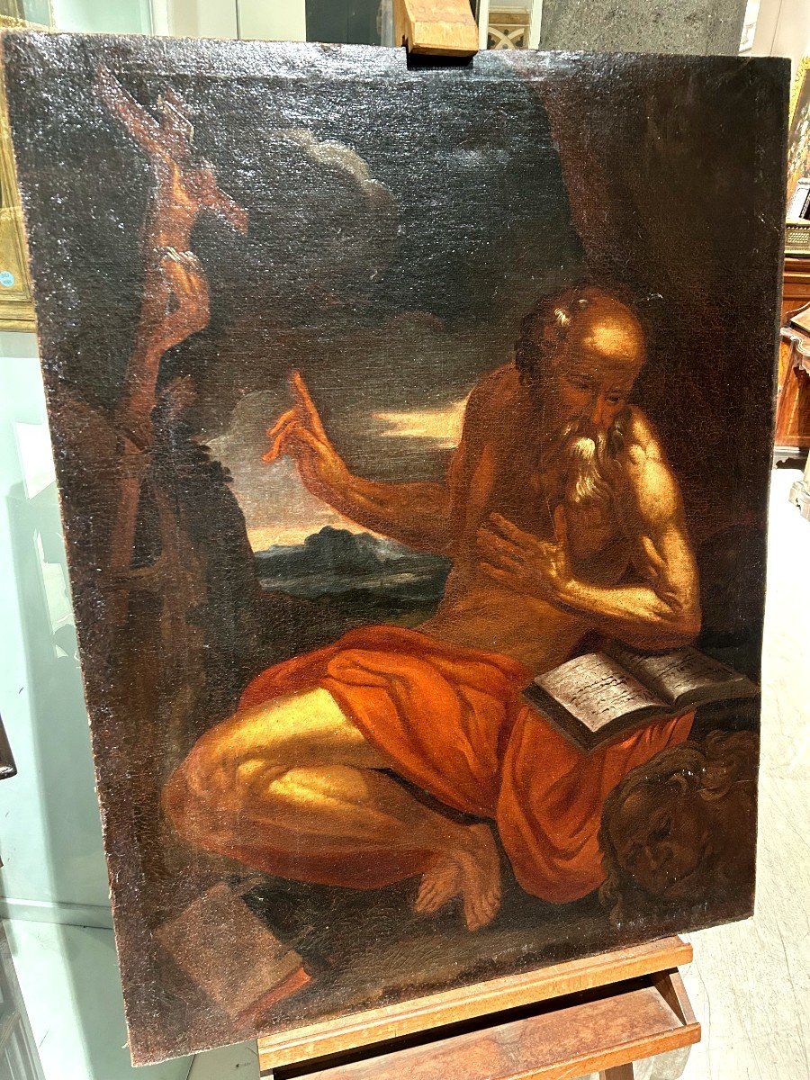 Saint Jerome In The Venetian Desert Of The Early 17th Century, Follower Of Jacopo Palma The You