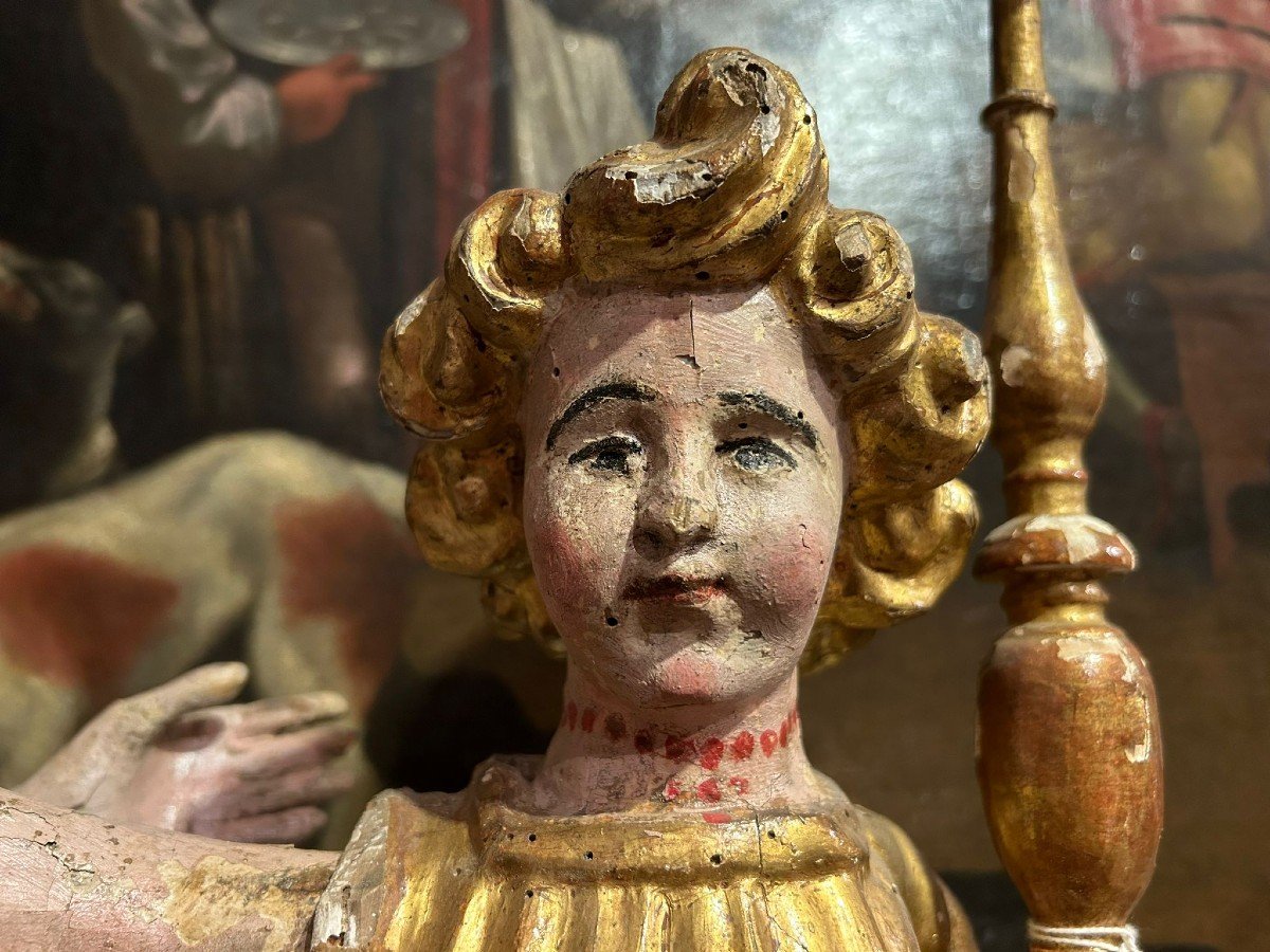 Rare Candle-holder Angels Of Umbrian Culture From The Early 16th Century.-photo-5