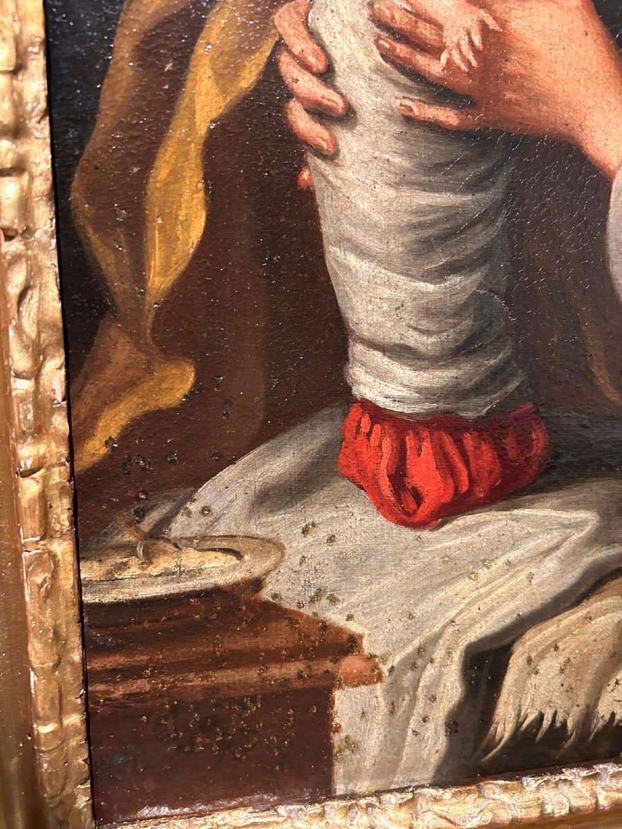 Interesting Painting Depicting "holy Family", Central Italy School Of The Late 17th-early 18th-photo-4