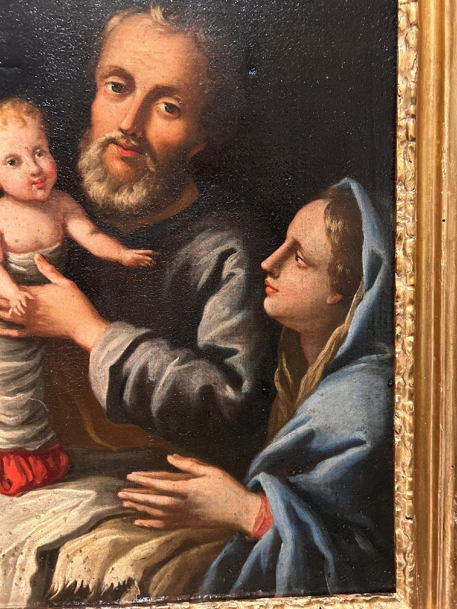 Interesting Painting Depicting "holy Family", Central Italy School Of The Late 17th-early 18th-photo-3