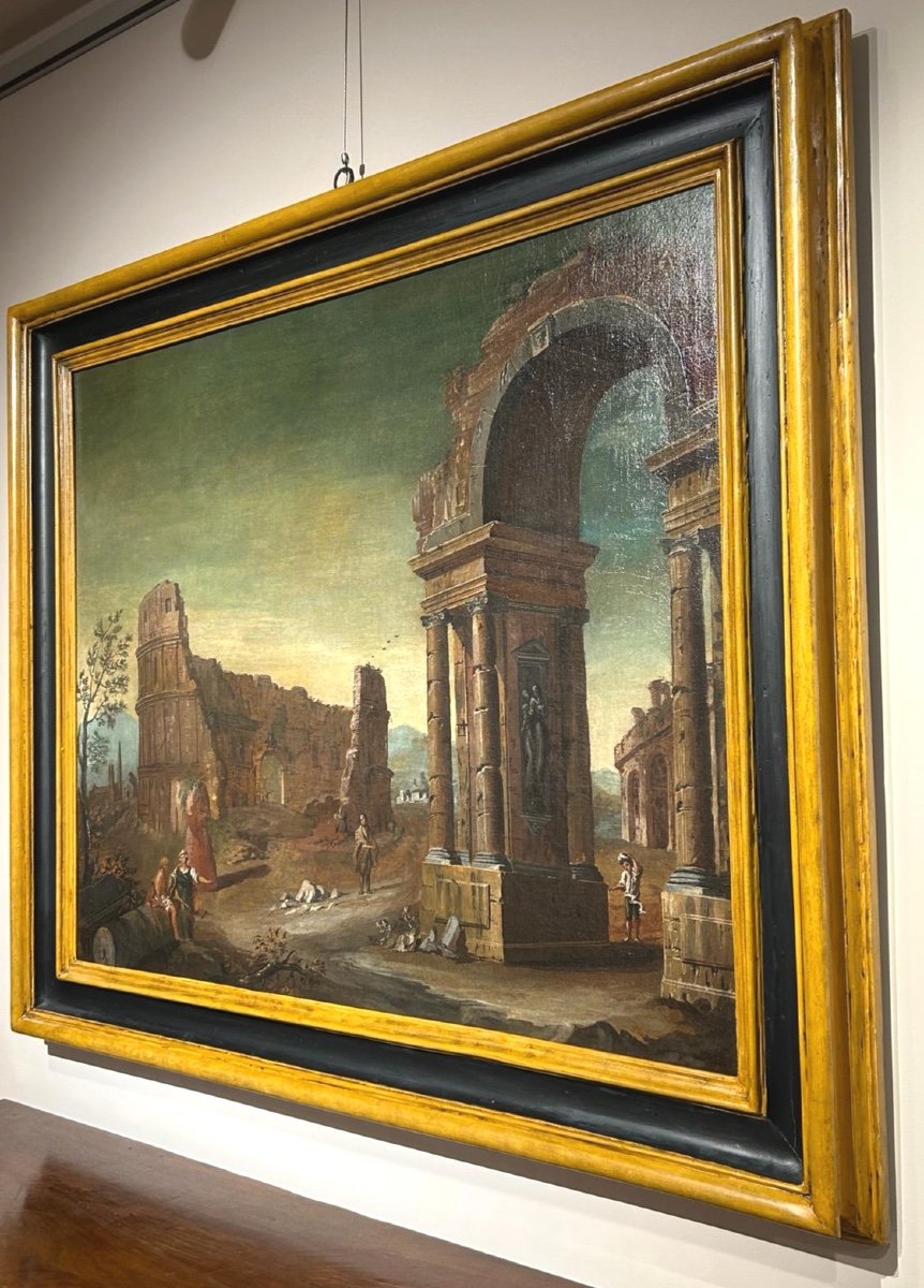 Paysage Avec Ruines Classiques Attribuées Au Scénographe Italien Gaetano Ottani (1720 - 1801)-photo-2
