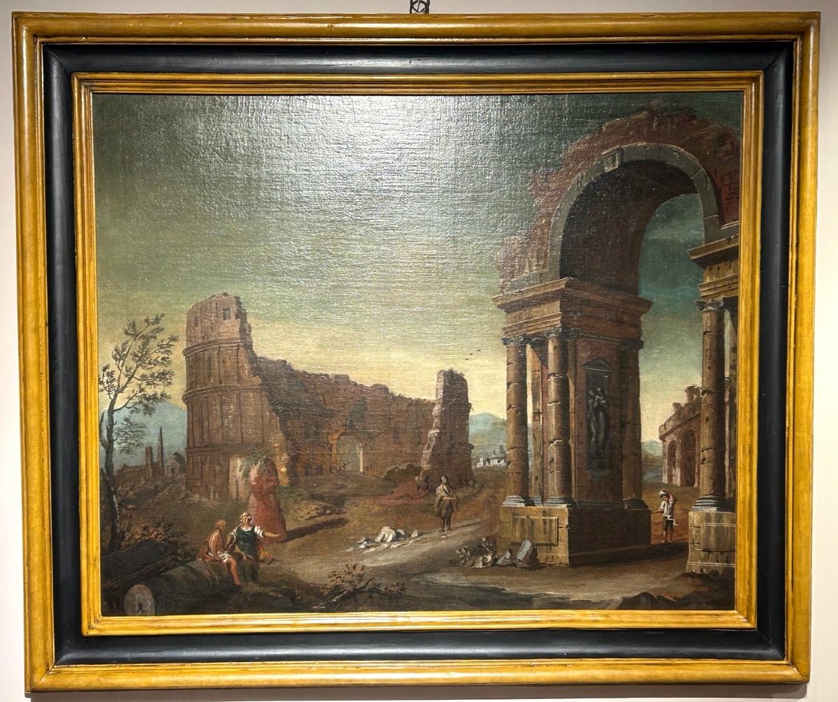 Landscape With Classical Ruins Attributed To The Italian Scenographer Gaetano Ottani 1720 -1801