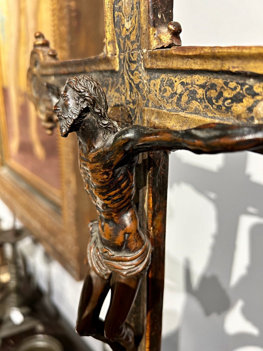 Bronze "christ Vivant" d'Antonio Susini Et Atelier, Sur Une Croix De Procession Du XVIe Siècle.-photo-2