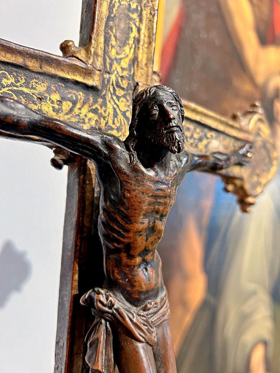 Bronze "christ Vivant" d'Antonio Susini Et Atelier, Sur Une Croix De Procession Du XVIe Siècle.-photo-4