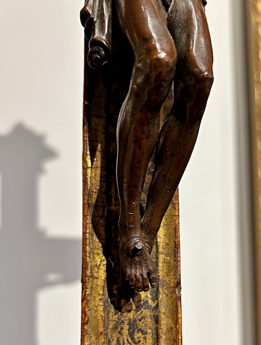 "living Christ" Bronze By Antonio Susini And Atelier, On A 16th Century Processional Cross.-photo-1