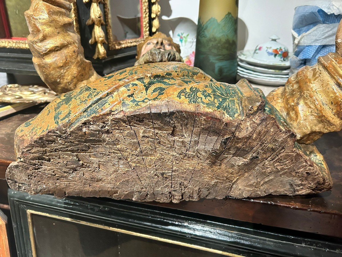 Sculpture d'Un Saint En Bois Polychrome Et Riche Décor ''estofado De Oro'', 1ère Moitié Du XVIs-photo-3