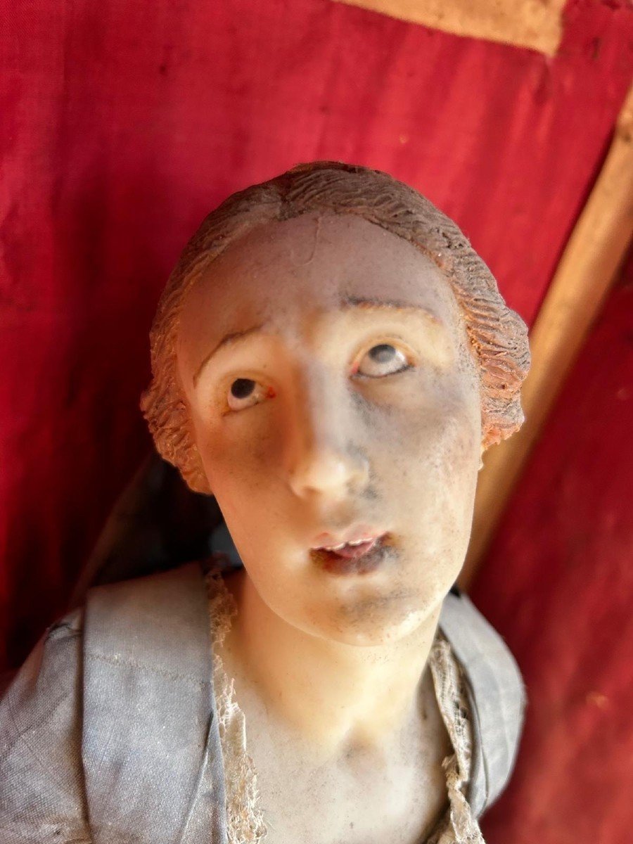 Votive Shrine With Wax Sculpture Of Saint Catherine-photo-3