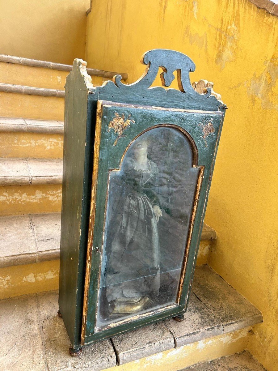 Votive Shrine With Wax Sculpture Of Saint Catherine-photo-2