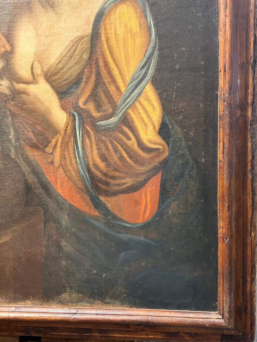 Roman Charity Last Quarter Of The 17th Century - Large Oil On Canvas On Antique Frame-photo-1