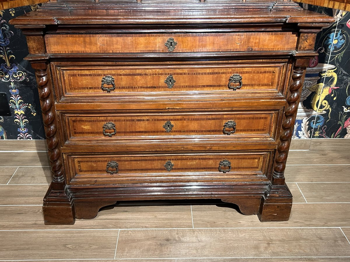 Elegant Double-body Cabinet With Coin Cabinet In Fine Woods. Rome, Last Quarter Of The XVIIth-photo-2