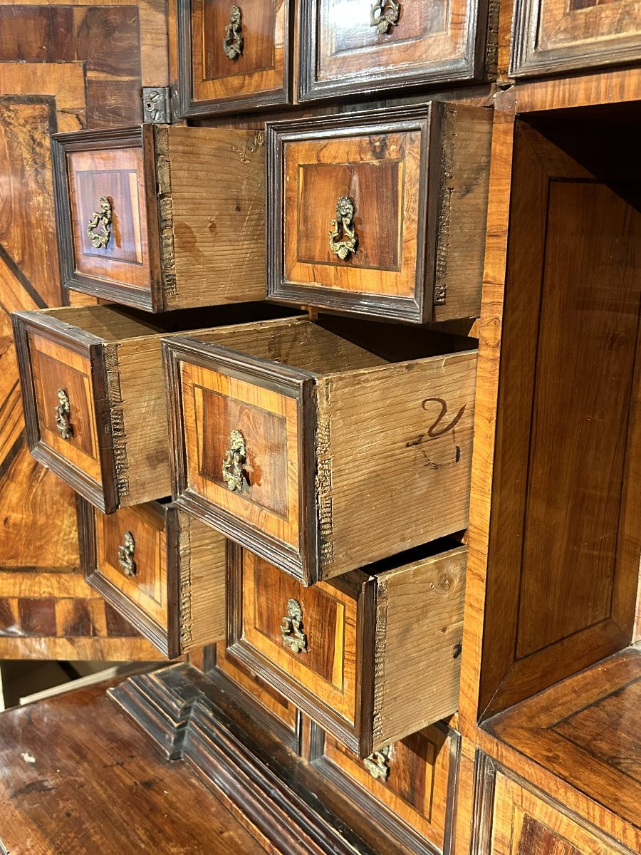 Elegant Double-body Cabinet With Coin Cabinet In Fine Woods. Rome, Last Quarter Of The XVIIth-photo-3