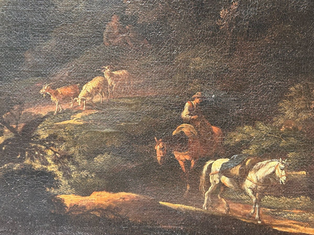 Aurore Dans La Campagne Du Latium Avec Voyageurs Et Personnages De La Seconde Moitié Du XVIIe S-photo-3