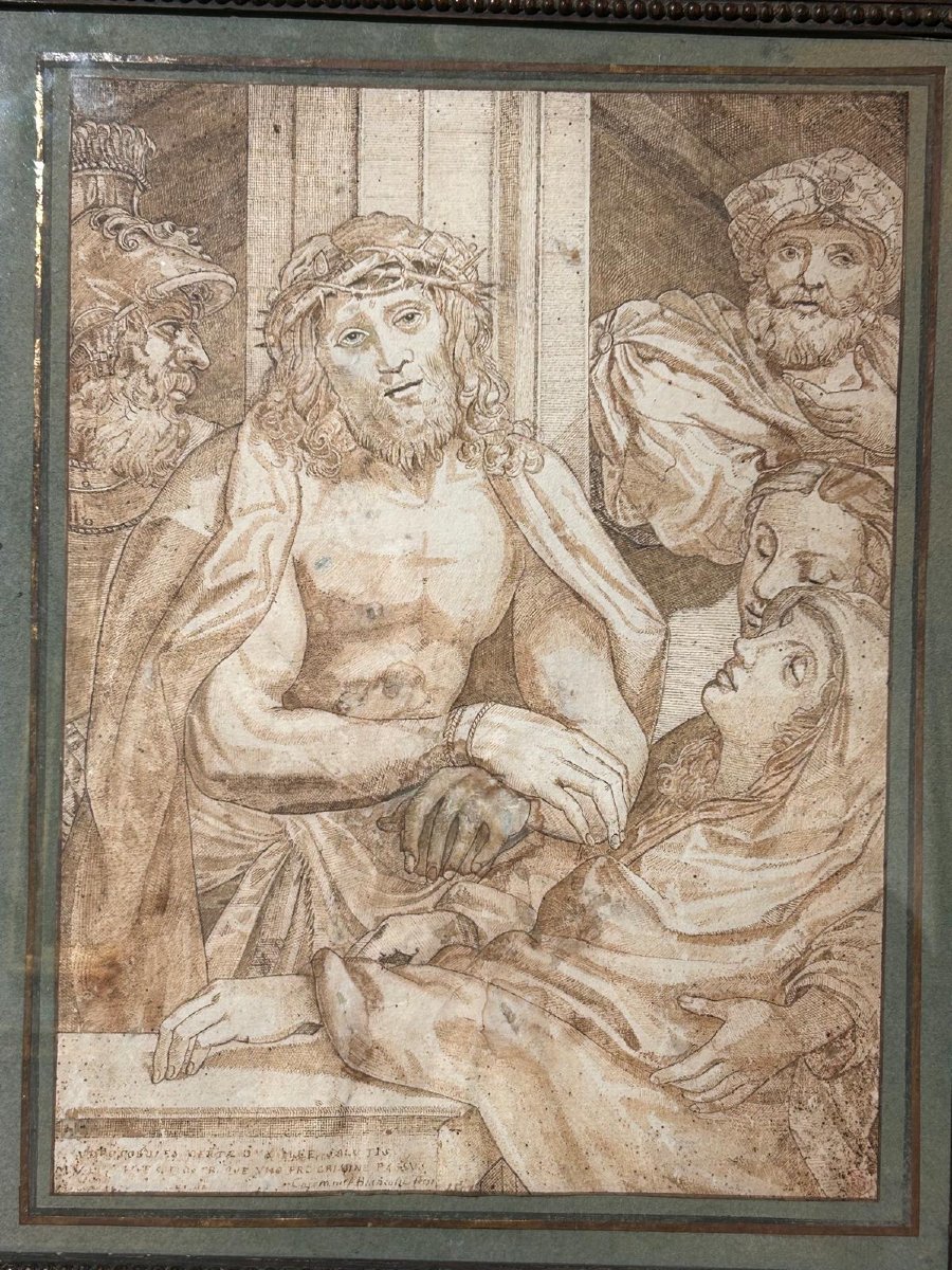 Ecce Homo, Engraving Or Drawing From17th C. (inv. Correggio, Dis. Ag. Carracci) (375 X 270mm)-photo-2