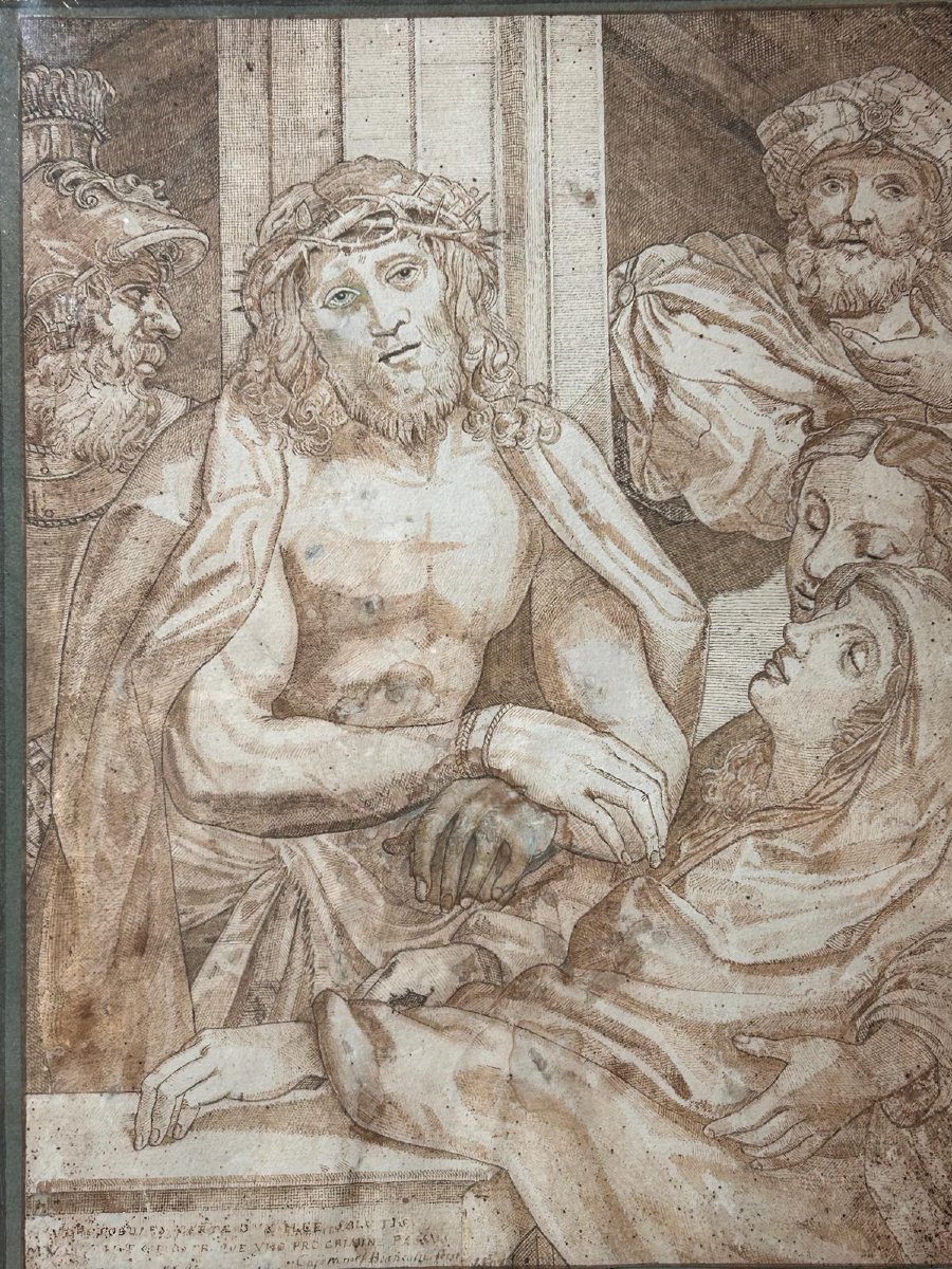Ecce Homo, Engraving Or Drawing From17th C. (inv. Correggio, Dis. Ag. Carracci) (375 X 270mm)-photo-4
