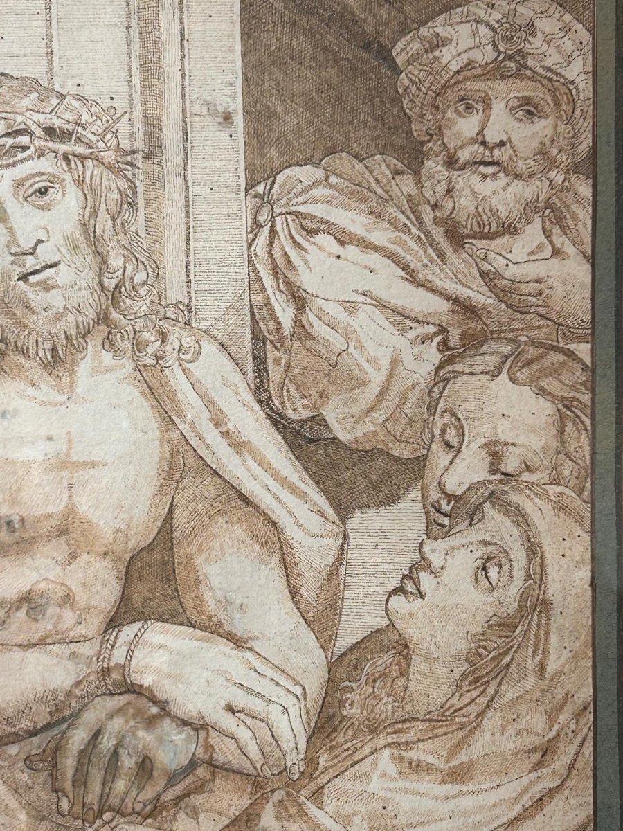 Ecce Homo, Engraving Or Drawing From17th C. (inv. Correggio, Dis. Ag. Carracci) (375 X 270mm)-photo-2