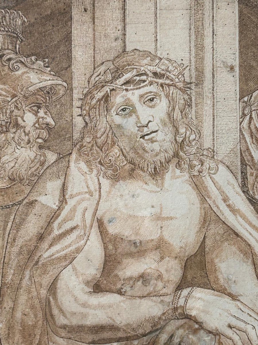 Ecce Homo, Engraving Or Drawing From17th C. (inv. Correggio, Dis. Ag. Carracci) (375 X 270mm)-photo-3