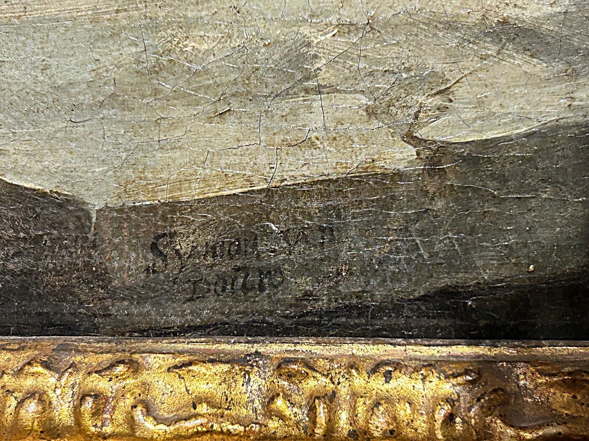 "Séjour de chasse avec fauconnier" - Signée Du Maître Hollandais Simon Van Douw (1630-1677)-photo-6