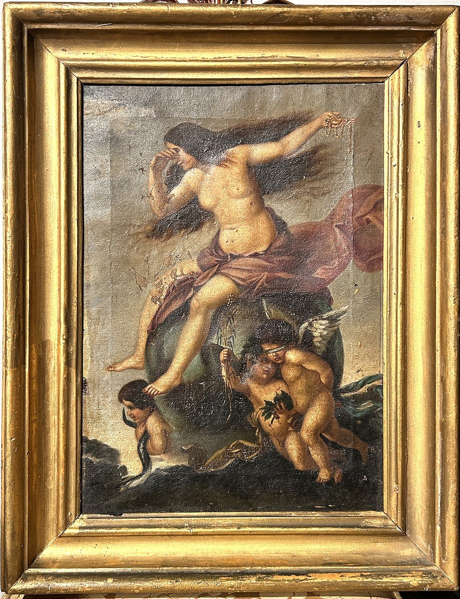 Allégorie De La Fortune, Huile Sur Toile Fin XVIIème, Début XVIIIème Siècle.